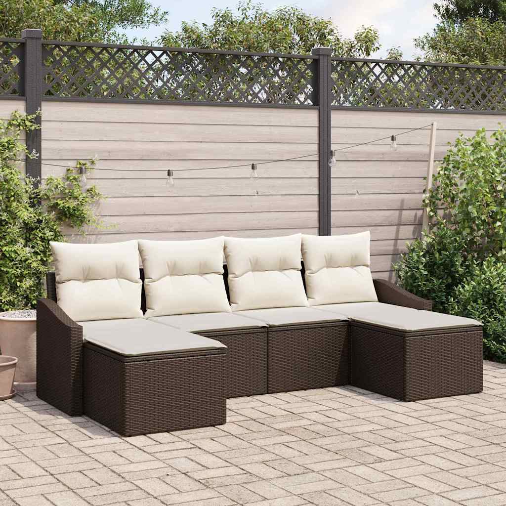 Garten Essgruppe mit Kissen mit Speicher 6 pcs Braun und Creme